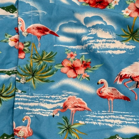 🦩 Retro Tropical Flamingo & Hibiscus Hawaiian Shirt - Size Large - Picture 6 of 6